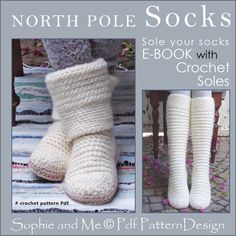 an advertisement for the north pole socks book with crochet soles