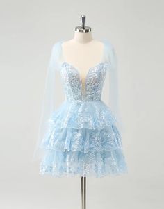 A-Line Tiered Tulle Homecoming Dress – BL Dress A-line Dress With Fitted Bodice And Tulle Skirt, Fitted Organza Gown For Homecoming, Fitted Tulle Dress For Prom, A-line Dress With Tulle Skirt And Fitted Bodice, Homecoming Dresses With Fitted Bodice And Tulle Material, A-line Tulle Skirt Dress For Prom Season, Homecoming Tulle Dress With Fitted Bodice, Fitted Tulle Mini Dress For Homecoming, Blue Tulle Mini Dress For Wedding