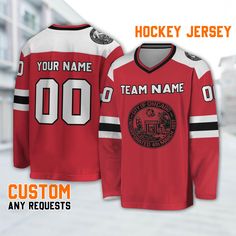 custom hockey jersey with your name and number on the front, customized to match any team