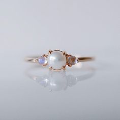 Penny Pearl three stone ring, three stone ring, pearl and moonstone ring, 14k gold pearl ring, 3 stone pearl ring, moonstone ring Natural Pearl Ring, 14k Gold Wedding Ring, Middle Finger Ring, Moonstone Ring Sterling Silver, Three Stone Ring, Solid Gold Ring, Etsy Gold Ring, Solid Gold Rings, Moonstone Pendant