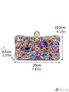 Bird in Bag - Elegant Acrylic Diamond Evening Bag - Exquisite Party and Wedding Clutch with Rhinestones, Trendy Chain Shoulder Strap Evening Clutches, Embellished Clutch, Purple Details, Clutches For Women, Wedding Clutch, Chain Pattern, Bag Elegant, Clutch Purse Evening, Rhinestone Embellishments