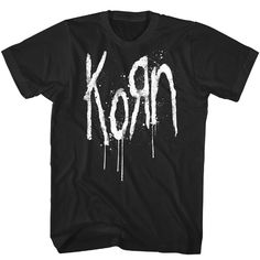 PRICES MAY VARY. Rock your look in Korn apparel! Elevate your style with comfortable and cool designs inspired by the epic nu-metal band. Mosh on and make a statement YEP, IT'S OFFICIAL! Our cool graphic t shirts are 100% authentic and officially licensed. These super comfy tees are designed and printed in the USA by 2Bhip, a leader in high-quality retro, vintage style apparel since 1994 HIGH QUALITY CLOTHES, COMFY & COOL 100% cotton soft short sleeve, crewneck, t shirt for men, women, unisex. P Korn Shirt Design, Korn Bleach Shirt, Metal Band T Shirts, Emo Band Tees, Metal Head Clothes, Korn Merch, Black T Shirt Design, Band Shirt Outfits, Korn Logo