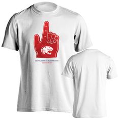 Show your support for the South Alabama Jaguars in this Foam Finger T-Shirt. South Alabama dominated OK State from start to finish and this shirt encapsulates that unforgettable day when the Jaguars were just too much for the Cowboys. Made with comfortable, high-quality fabric perfect for game days or any day you want to show off your South Alabama pride. Relive the glory, the cheers, and the undeniable spirit of the underdog win with this commemorative t-shirt. Go Jags! White Graphic Tee With Team Logo, White Screen Print T-shirt For Game Day, White Graphic Print T-shirt For Team Spirit, White Team Spirit Shirt With Logo, White Team Logo Shirt For Fan Merchandise, White T-shirt For Team Spirit Fan Gear, White Shirt With Team Logo For Team Spirit, White T-shirt For Fan Gear With Team Spirit, White Shirt With Team Logo For Fan Merchandise