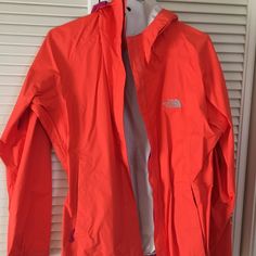 Orange North Face Jacket. Never Worn. Pink Long Sleeve Outerwear For Outdoor, Pink The North Face Outerwear For Spring, Pink The North Face Outerwear With Pockets, The North Face Pink Spring Outerwear, Pink Outerwear For Fall Outdoor Activities, Pink Raincoat For Outdoor Spring Activities, Pink Spring Raincoat For Outdoor, Casual Pink Raincoat With Pockets, Pink Outerwear For Outdoor Activities In Fall