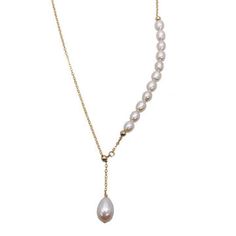 Freshwater Pearl Gold Chain Necklace | Red Retro Jewelry Pearl Gold Chain, Gold Chain Necklaces, Look Classy, Red Retro, Gold Pearl Necklace, Necklace Red, Retro Jewelry, Freshwater Pearl Necklace, Everlasting Love