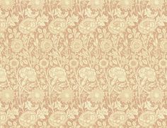 an old fashioned wallpaper with flowers and leaves on it's side, in beige