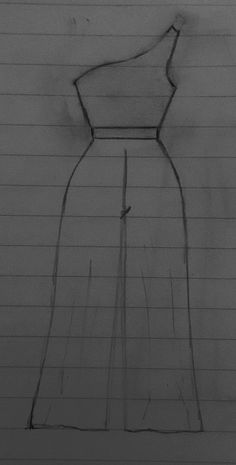 a drawing of a dress on lined paper