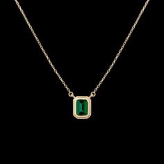 Luxury Green Emerald Cut Necklace, Classic Emerald Cut Gemstone Necklace, Classic Gold Plated Gemstone Necklaces, 14k Gold Emerald Cut Fine Jewelry Necklace, Elegant Emerald Necklace For May Birthstone, Elegant Emerald Gemstone Necklace, Classic Emerald Pendant Necklace, Elegant Emerald Cut Gemstone Necklace, Classic Green Gemstone Necklace