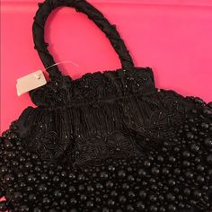 Gorgeous Beaded Bag Elegant Black Beaded Bags, Formal Black Beaded Shoulder Bag, Black Beaded Bags As Fashion Accessory, Black Beaded Bag As Fashion Accessory, Black Beaded Shoulder Bag For Everyday Use, Elegant Evening Shoulder Bag With Black Beads, Black Beaded Formal Evening Bag, Black Embellished Bags As Fashion Accessory, Chic Black Beaded Bag