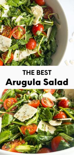 the best arugula salad with tomatoes and parmesan cheese