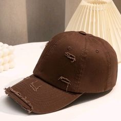 Brand New In A The Bag Distressed Brown Summer Hat, Casual Distressed Brown Baseball Cap, Casual Brown Baseball Cap For Spring, Brown Baseball Cap With Visor For Spring, Brown Baseball Cap For Spring, Brown Visor Baseball Cap For Spring, Brown Fitted Hat, Brown Baseball Cap, Helen Kaminski Hats