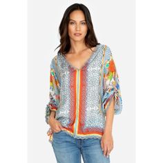 (From Jw) Emblazoned With Brilliant Colors And A Delicious Detailed Floral, Stripe And Geometric Motif, This Flowy Blouse Brings Any Outfit To A Daring New Level. Silk Fabric Lends This Top A Smooth, Luxurious Feel. The Billowy Sleeves Are Accented With Tassels To Give It Our Famous Touch Of Bohemian Chic And A Charming Aesthetic You're Sure To Love! 100% Silk With Rayon Trim. (Tag In Pics) Arm Lengths Adjustable. Price Is Firm Unless I Send You A Private Offer Via A Bundle. Johnny Was: $215 Size Xl: Measurements: Underarm To Underarm: 24" Length: 28" Message Only Via Posh Please! Thanks For Checking Out My Closet! Charming Aesthetic, Teal Blue Color, Embroidered Tunic Top, Dragon Print, Flowy Blouse, Sleeveless Tunic, Tunic Blouse, Johnny Was, Embroidered Top