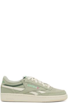 Reebok Classics - Green Club C Revenge Vintage Sneakers Reebok Green Sneakers, Reebok Club C 85 Green, Green Sneakers With Embroidered Logo And Round Toe, Green Low-top Sneakers With Embroidered Logo, Green Round Toe Sneakers With Embroidered Logo, Green Sneakers With Logo Patch For Streetwear, Green Logo Patch Sneakers For Streetwear, Green High-top Sneakers With Embroidered Logo, Green Sneakers With Logo Patch And Round Toe