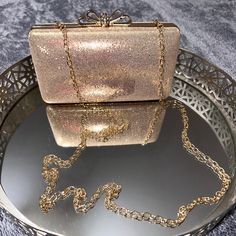 Dazzling Gold Formal Purse Glittery All Over Rhinestone Ball Closure Latch Goldtone Handle And Crossbody Chain Chain Is Removable Nwot Accepting Offers Metal Evening Bag With Chain Strap For Party, Elegant Bags With Metal Chain Strap, Chic Gold Metal Evening Bag, Elegant Clutch With Chain Detail For Gifts, Elegant Clutch With Chain For Gift, Glamorous Evening Bag With Chain Strap For Gift, Elegant Clutch With Chain As A Gift, Chic Metal Bag For Party, Gold Metal Bag For Party