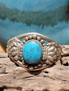 NEW  Adjustable Cuff Bracelet with Turquoise Center Stone.  Handcrafted Jewelry with Reconstituted Turquoise and Stone. Saint Charles, Handcrafted Jewelry, Cuff Bracelet, Cuff Bracelets, Jewelry Bracelets, Cuff, Turquoise, Bracelet, Etsy Uk