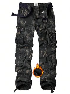 Dark Camo  Collar  Composite Fabric   Embellished Non-Stretch,Slight Stretch  Men Outdoor Apparel Winter Parachute Pants With Pockets For Outdoor Activities, Winter Bottoms For Outdoor Activities With Multiple Pockets, Combat Pants With Pockets For Outdoor, Winter Cargo Pocket Parachute Pants For Outdoor Activities, Winter Outdoor Cargo Pants With Pockets, Winter Techwear Pants For Outdoor Activities, Winter Cargo Style Outdoor Bottoms, Winter Cargo Bottoms For Outdoor Activities, Winter Outdoor Parachute Pants With Cargo Pockets