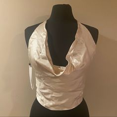 Brand New Zara Cowl Neck Party Shirt In Size M. Brand New With Tags! Never Worn. Satin Tops For Party, Glamorous Satin Top For Night Out, Glamorous Satin Party Top, Feminine Summer Party Top, Feminine Party Tops For Summer, Beige Satin Fitted Top, Summer Evening Crop Top, Fitted Beige Satin Top, Fitted Beige Party Top