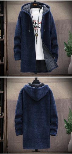 Hooded Sweater Coat, Fleece Cardigan, Slim Sweater, Winter Jacket Men, Sweater Coat, Warm Coat, Casual Sweaters, Hooded Sweater, Winter Sweaters