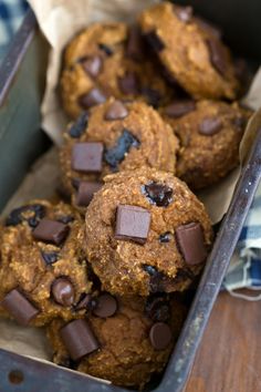 chocolate chip cookies in a box on a table