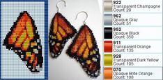 the instructions for beaded butterfly earrings are shown