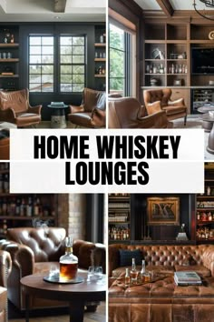 a collage of photos with the words home whiskey lounges