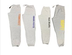 Welcome to Lily's Custom Corner Shop Custom Sweatpants-Heavy Blend, personalize your sweatpants, customized custom school team sweatpants, custom work out sweatpants-NO POCKETS! SPECS for Gildan Brand sweatpants: - 8 oz./yd² (US) 13.3 oz./L yd (CA), 50/50 cotton/polyester, 20 singles - Classic fit - Covered elastic waistband with drawcord - Elasticized cuffs - Tear away label - Proud member of the U.S. Cotton Trust Protocol - Made with OEKO-TEX certified low-impact dyes **Disclaimer: If we are out of the brand shown in the listing we use similar alternative brands with the same quality or better**  We can not guarantee each color. It depends on availability with our wholesalers. DESIGN SIZES (Up to 25 characters):  Design size varies per sweatpants size and style. Our standard sizes for de Moisture-wicking Cotton Pants For Sports, Moisture-wicking Cotton Pants For Sports Season, Cotton Gym Pants For Sports Season, Sporty Cotton Joggers For Sports Events, Cotton Athleisure Pants For Sports Events, Casual Pants For Sports Season Events, Team-colored Casual Bottoms For Sports Events, Casual Team-colored Bottoms For Sports Events, Casual Moisture-wicking Joggers For Sports Events