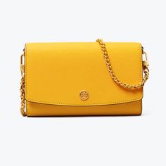 Nwt Tory Burch Robinson Woc Leather Wallet Crossbody Bag Color: Gold Crest W/ Goldtone Hw 100% Authentic Guaranteed! New With Tags, Never Been Used, Mint Condition! From Tory Burch Boutique, Not Outlet Store! Saffiano Leather Approximate: 7.7" W X 5.5" H X 1.2" D Interior Card Slots, Zip Pocket & Slip Pocket Detachable Leather Weaved Chain Shoulder Strap Price Is Firm! Sorry, No Trade, No Offers! Check Out Our Poshmark Boutique (5-Star Top Rated Seller) For More Tory Burch And Other Designer Sho Classic Gold Wallet On Chain For Travel, Yellow Shoulder Bag With Chain Strap For Travel, Yellow Leather Bag With Chain Strap, Gold Leather Wallet With Chain Strap, Gold Crossbody Wallet On Chain With Detachable Strap, Gold Crossbody Wallet On Chain With Chain Strap, Gold Crossbody Wallet On Chain, Gold Clutch Wallet On Chain With Gold-tone Hardware, Gold Wallet On Chain With Crossbody Strap