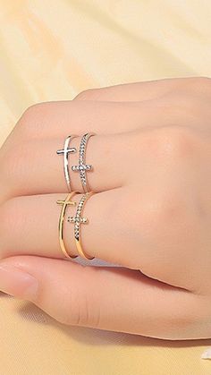 Silver Platinum Cross Adjustable Ring Elegant Cross-shaped Adjustable Rings, Elegant Adjustable Cross Rings, Adjustable Cross-shaped Promise Ring, Love Rings, Cross Design, Unique Ring, Allergy Free, Cross Designs, Stunning Jewellery