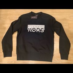 Michael Kors Men's Cotton Blend Pullover Crewneck Sweatshirt Mk Logo Black Nwt S - Xl Black Cotton Logo Sweater, Black Cotton Sweater With Logo, Casual Black Sweater With Logo Detail, Casual Black Sweater With Logo, Michael Kors Black Crew Neck Top, Michael Kors Men, Mk Logo, Logo Black, Michael Kors Black