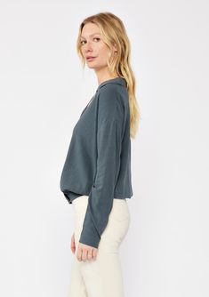 Keep it effortlessly chic this Fall in our surplice front blouse. A casual top with endless styling possibilities. Featuring a flattering surplice v-neckline, a classic collar neckline, and a relaxed silhouette. This versatile top is perfect for the office or post-work cocktails! Linen blend Relaxed fit Long sleeve Dropped shoulder Button cuff closure V-neckline Collared neckline Hook & eye closure Half elastic waist at the back Dry clean recommended or hand wash cold Model is 5'7.5, wearing a s Boho Casual, Boho Blouses, Hook Eye, Casual Top, Steel Blue, Casual Tops, Linen Blend, Elastic Waist, Hand Wash