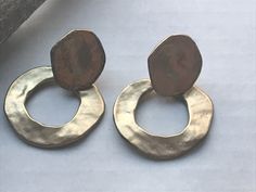 Good condition - for pierced ears. Please see measurements in the pics. Thank you for looking! Scottish Jewellery, Zip Code Gifts, Hammered Metal, Shoe Inspo, Vintage Buttons, Jewelry Earrings Hoops, Pierced Ears, Vintage Pink, Unique Vintage