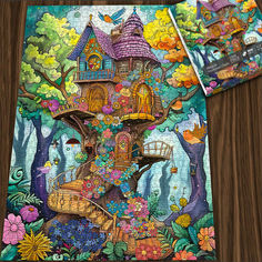 the front and back covers of this quilt are designed to look like a tree house