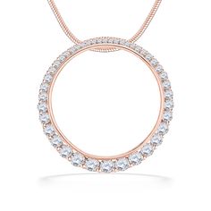 44528 - 14K Rose Gold - Eclipse Pendant Rose Gold Round Brilliant Cut Diamond Necklace, 14k Rose Gold Necklace With Prong Setting, Rose Gold Necklaces With Round Pendant And Prong Setting, Round Rose Gold Diamond Necklace In Fine Jewelry Style, Rose Gold Pendant Necklace With Box Chain, Rose Gold Diamond Necklace With Round Pendant, Rose Gold Round Diamond Necklace In Fine Jewelry Style, Rose Gold Round Diamond Necklace Fine Jewelry, Rose Gold Round Diamond Necklace