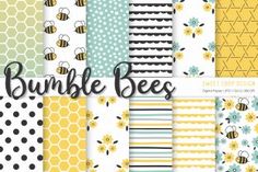 bumble bees digital paper pack