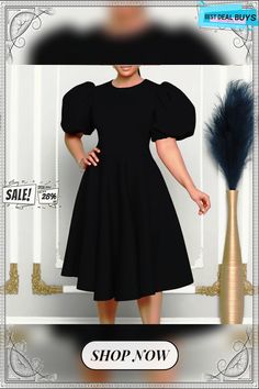 Plus Size Women's Summer Short Sleeve Maxi Chic Elegant Formal Party Gown Dress Fitted Maxi Length Puff Sleeve Party Dress, Fitted Maxi Length Puff Sleeve Dress For Party, Party Puff Sleeve Maxi Dress, Summer Party Maxi Puff Sleeve Dress, Solid Color Puff Sleeve Dress For Banquet, Puff Sleeve Dress For Banquet, Spring Party Maxi Dress With Puff Sleeves, Black Midi-length Puff Sleeve Party Dress, Black Midi Puff Sleeve Dress For Party