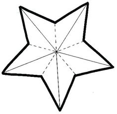 an origami star is shown in black and white, with lines going through it