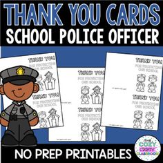 thank you cards for school police officers with the words thank you on them and an image of