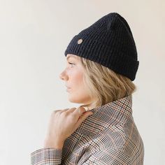 BEANIE Details: 60% Recycled Polyester, 15% polyester, 14% Nylon, 6% Wool + 5% Spandex. Stretchy material. Foldover brim. Short crown. Gold Gigi Pip pin on the crown. Your Winter Forecast: Cold, but cute. We love the statement fold up + the rose gold Gigi Pip pin on this soft knit, ribbed women's beanie. Casual Adjustable Hat With Structured Crown, Casual Hat With Adjustable Structured Crown, Everyday Beanie Hat One Size, Everyday Beanie Hat One Size Fits Most, Adjustable Everyday Beanie Hats, Adjustable Soft Knit Beanie Hat, Adjustable Soft Knit Beanie, Adjustable Lightweight Crochet Winter Hat, Trendy Adjustable Beanie For Everyday