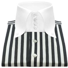 Men's Black & White Standing Stripes High Button Down Collar Polo Dress Shirts 100% Cotton Pattern= Zebra Stripes, Standing Stripes, Prison Stripes, Downward Stripes, Vertical Stripes 3'' High stiff 4 buttons collar 4'' Wide single cuff with 3 buttons Collar Style: Polo Kent Collar Shirt/ Pointed Collar/ Oxford Collar Shirt/ High Button Down Collar Shirt/ High Collar Shirt Hand-Made on Order Pockets: Without pocket (Chest pocket can be added on request) Fabric: 100% Egyptian cotton, Pure Cotton soft & comfortable fabric Sleeves: Full Sleeves/ Long Sleeves -- Fine stitched (20-21 stitches per inch) -- Cleanly finished buttonholes -- Flat Felled Seams -- Hand cut and sewed individually -- High-quality tailoring Cuff: Single cuff (These shirts are made with a single cuff. For a double cuff, p Formal Look For Man, Casual Grooms, High Collar Shirts, Business Dress Shirts, Religion Clothing, Dinner Wear, Formal Shirt Dress, Work Formal, Polo Shirt Dress