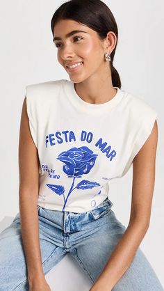 Shop FARM Rio Online | Shopbop Rose Graphic, Spring 23, Weekend Wardrobe, Farm Rio, Puff Sleeve Top, Muscle Tees, Graphic Tees Women, White T, Top Tee