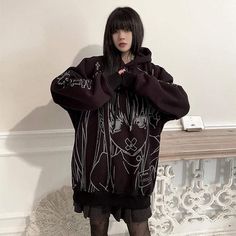 Material:?Polyester;Cotton 
Size: M-XL 
Sku:?HO64276 
? Harajuku Grunge, Aesthetic Hoodies, Girl Punk, Egirl Clothes, Hoodie Aesthetic, Aesthetic Hoodie, Black Anime, E Girl, Fashion Materials