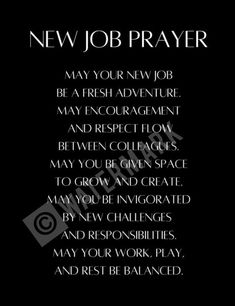 the new job prayer is shown in black and white