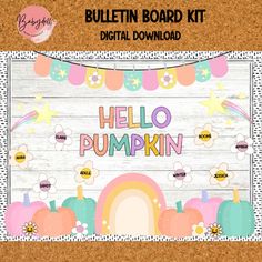 a bulletin board with hello pumpkins on it