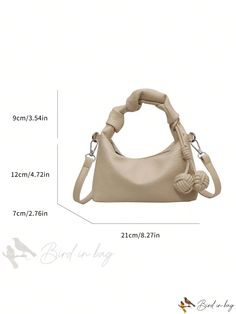 Bird in Bag - Womens Fashionable Solid Color Zipper Closure Mini Shoulder Bag for Daily Use (with Pendant) Trendy Cream Handheld Hobo Bag, Trendy Beige Soft Leather Baguette Bag, Chic Zipper Pouch Bag For Errands, Chic Bags With Zipper Pouch For Errands, Trendy Shoulder Bag With Zipper Pouch For Daily Use, Beige Hobo Bag With Zipper Closure, Trendy Satchel Shoulder Bag With Zipper Pouch, Trendy Shoulder Bag With Zipper Pouch, Chic Crossbody Shoulder Bag With Zipper Pouch