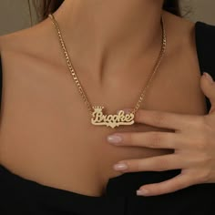 Make a statement with our new double plated collection! Personalize this figaro chain with your name, the name of a loved one, or a special word. Crafted from 18K gold and silver plating, this piece is made to last. Details: Personalize With: Names, Numbers, or Words. Pendant Size varies by name (3.5cm-5cm) Matching Figaro Chain Closure: Lobster Clasp Gold Name Chain Letter Necklace, Gold Plated Name Necklace, Name Chain Gold Design, Name Chain Gold, Name Necklace Aesthetic, Name Chains, Jewelry Teeth, Name Chain, Figaro Chain Necklace