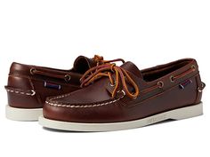 Sebago Docksides Portland Waxed - Men's Shoes : Brown : Show your innate affection for leather wearing Sebago Docksides Portland Waxed footwear. Leather upper. Leather sock lining. Closed round toe. Rawhide lace system. Collar lace detailing. Hand-sewn with the finest craftsmanship. Non-marking slip-resistant siped rubber soles for grip. Imported. Single footwear weight: 14.5 oz. Weight of footwear is based on a single item, not a pair. Dockside Shoes, Sebago Docksides, Wax Man, Casa Vintage, Brown Loafers, Leather Wear, Leather Socks, Shoes Brown, Monte Carlo