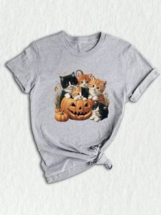 Embrace the spirit of Halloween with our Vintage 90s Cat Pumpkin Shirt, a perfect blend of retro charm and spooky flair. This unique t-shirt features a nostalgic design inspired by classic horror movies, making it an ideal choice for cat lovers and Halloween enthusiasts alike. Crafted for comfort and style, it is perfect for pumpkin patch outings or casual gatherings during the spooky season. Celebrate your love for all things Halloween with this eye-catching and versatile addition to your wardrobe.Vintage 90s Cat Halloween Shirt, Retro Halloween Shirt, Spooky Season Tee, Pumpkin Shirt, Halloween Shirt, Vintage Halloween Shirt Athletic Heather Casual  Short Sleeve  Animal,Cartoon,Colorblock,Figure,Galaxy,Geometric,Graphic,Halloween,Letter,Striped,Plants,Textured Pattern    Women Clothing, Short Sleeve T-shirt With Cat Print For Halloween, Casual Halloween Top With Cat Design, Casual Tops With Cat Design For Halloween, Halloween Graphic Tee With Cat Design, Spooky Halloween T-shirt With Cat Design, Halloween Cat Print Graphic Tee, Halloween Cat Print Crew Neck T-shirt, Halloween Cat Design Graphic Tee, Spooky Cat Design Tops For Fall