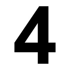 the number four is shown in black on a white background and it appears to be 4