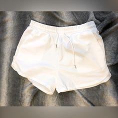 Shein White Shorts Size Large. No Stains, Brand New! Exercise Shorts, With Pockets. Athletic Shorts White Stretch Pants With Built-in Shorts, White Stretch Bottoms With Drawstring, Casual White Bottoms With Drawstring, Casual White Drawstring Bottoms, Basic White Bottoms With Built-in Shorts, Leisure Short Summer Pants, High Waist Stretch Shorts For Leisure, Stretch High Waist Shorts For Leisure, Basic Short Summer Bottoms