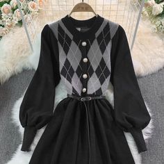 Materials: other Size: one size Color: khaki, black Space Academia, Black Harajuku Winter Dress, Brown Corduroy Knee-length Dress, Vintage Brown Collared Dress, Brown Knee-length Knit Dress, Casual Brown Knee-length Sweater Dress, Movie Quotes Funny, Knitted Dress, Black Suits